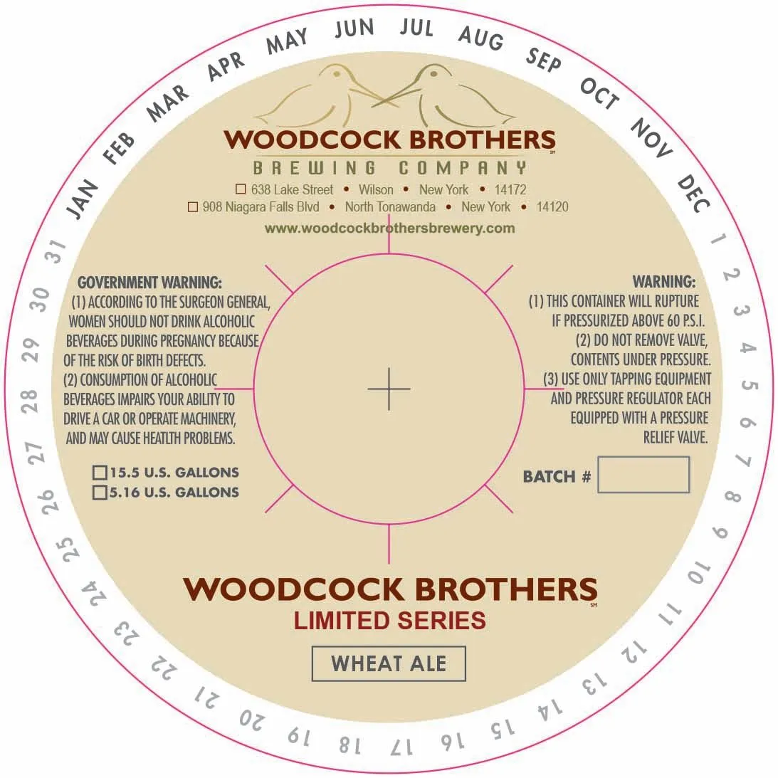 Woodcock Brothers Limited Series Wheat Ale — full label as filed with TTB