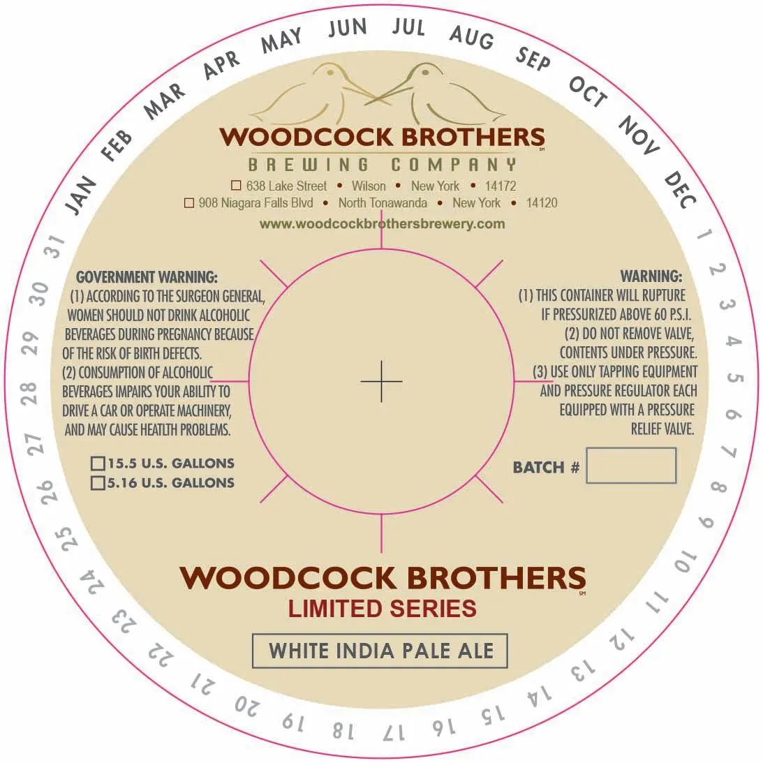 Woodcock Brothers Limited Series White India Pale Ale — full label as filed with TTB