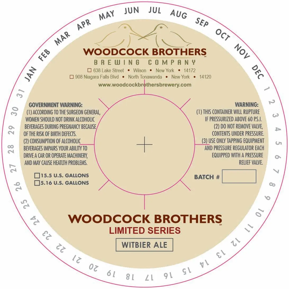 Woodcock Brothers Limited Series Witbier Ale — full label as filed with TTB