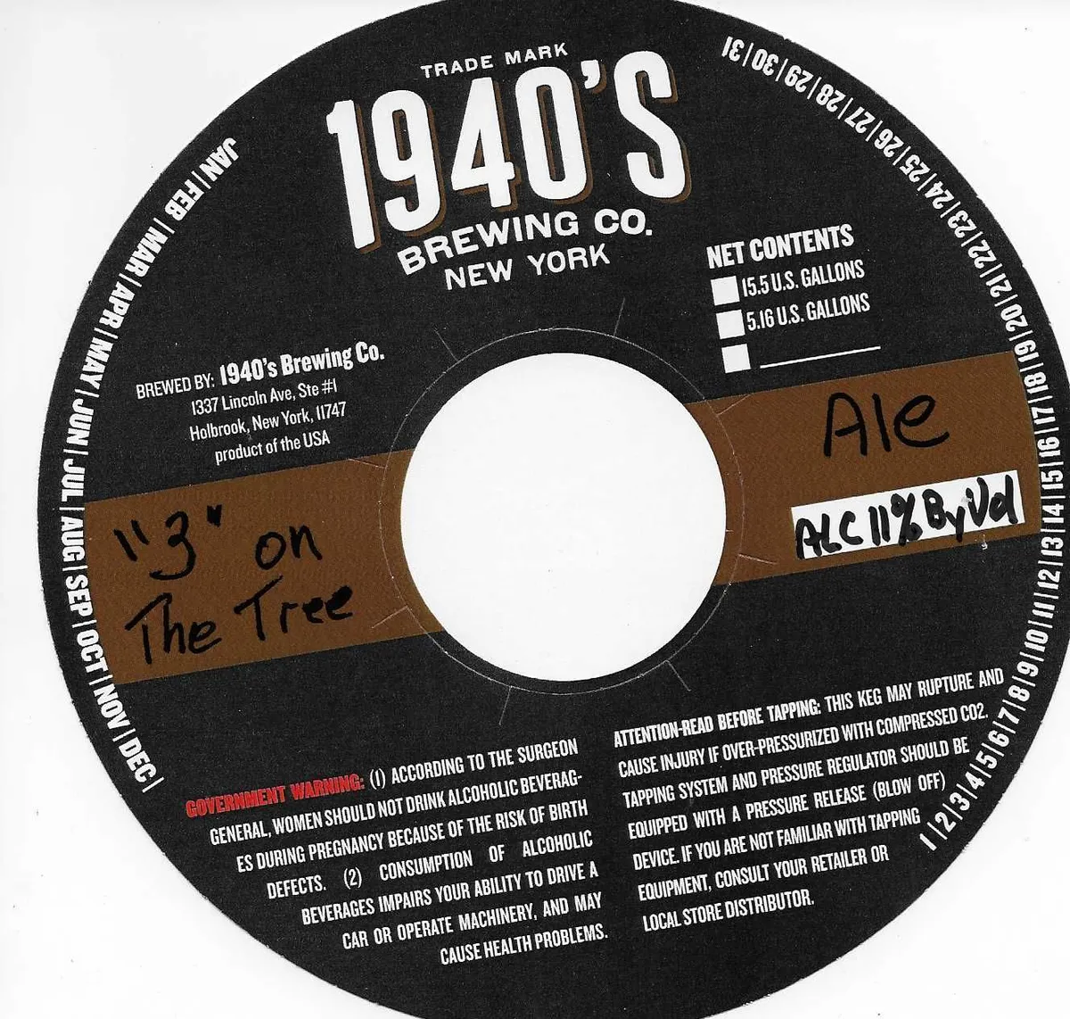 3" On The Tree — full label as filed with TTB