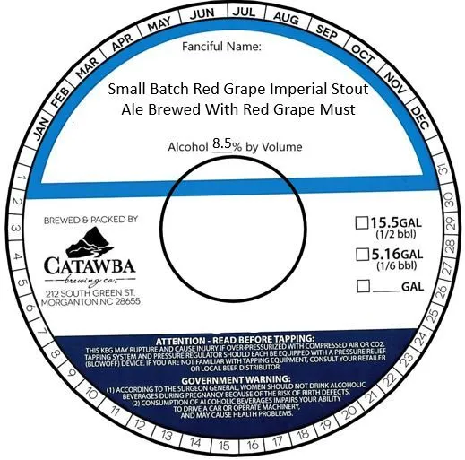 Small Batch Red Grape Imperial Stout — full label as filed with TTB