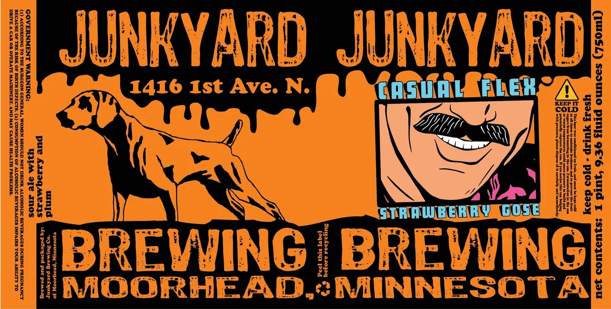 Casual Flex Strawberry Gose label art — JUNKYARD BREWING