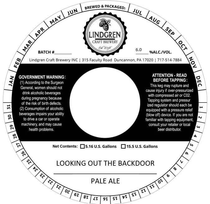 Looking Out The Backdoor — full label as filed with TTB