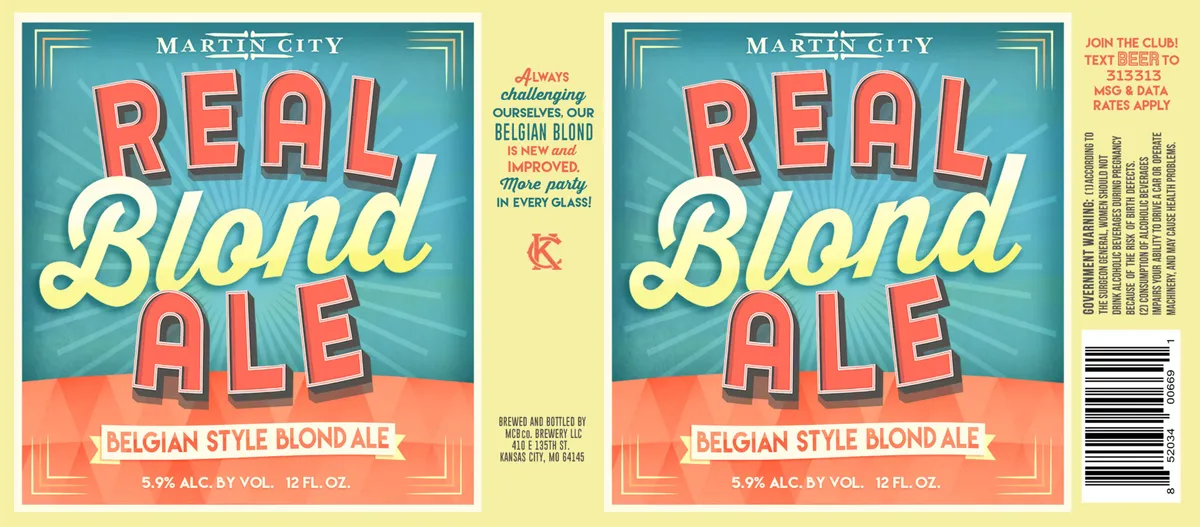Real Blond Ale label art — MARTIN CITY