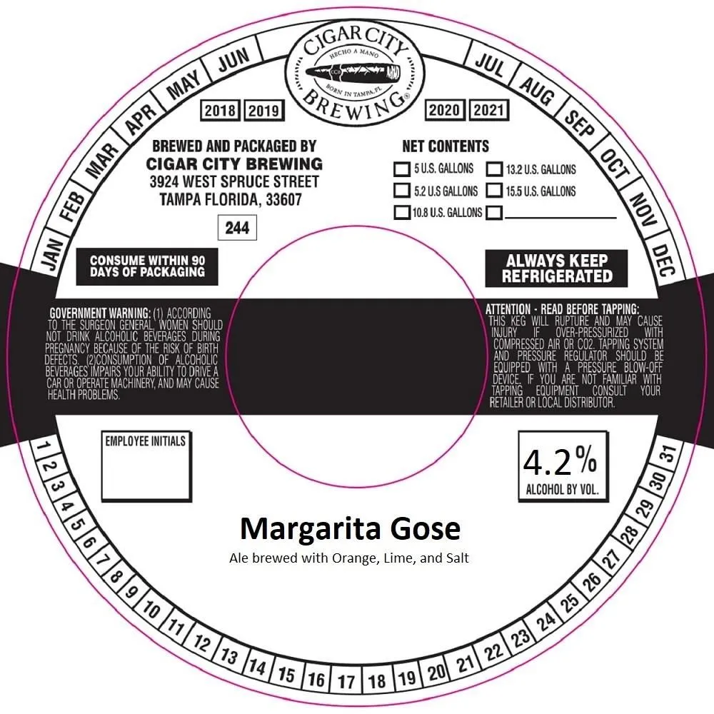 Margarita Gose — full label as filed with TTB