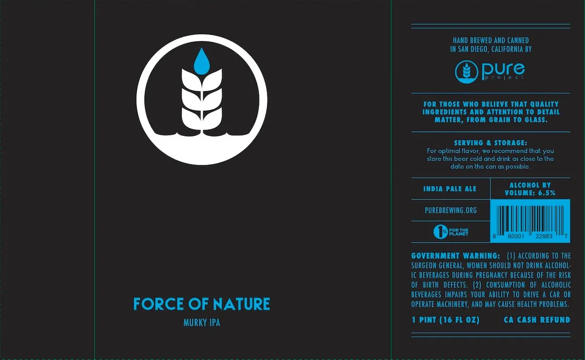Force of Nature — full label as filed with TTB