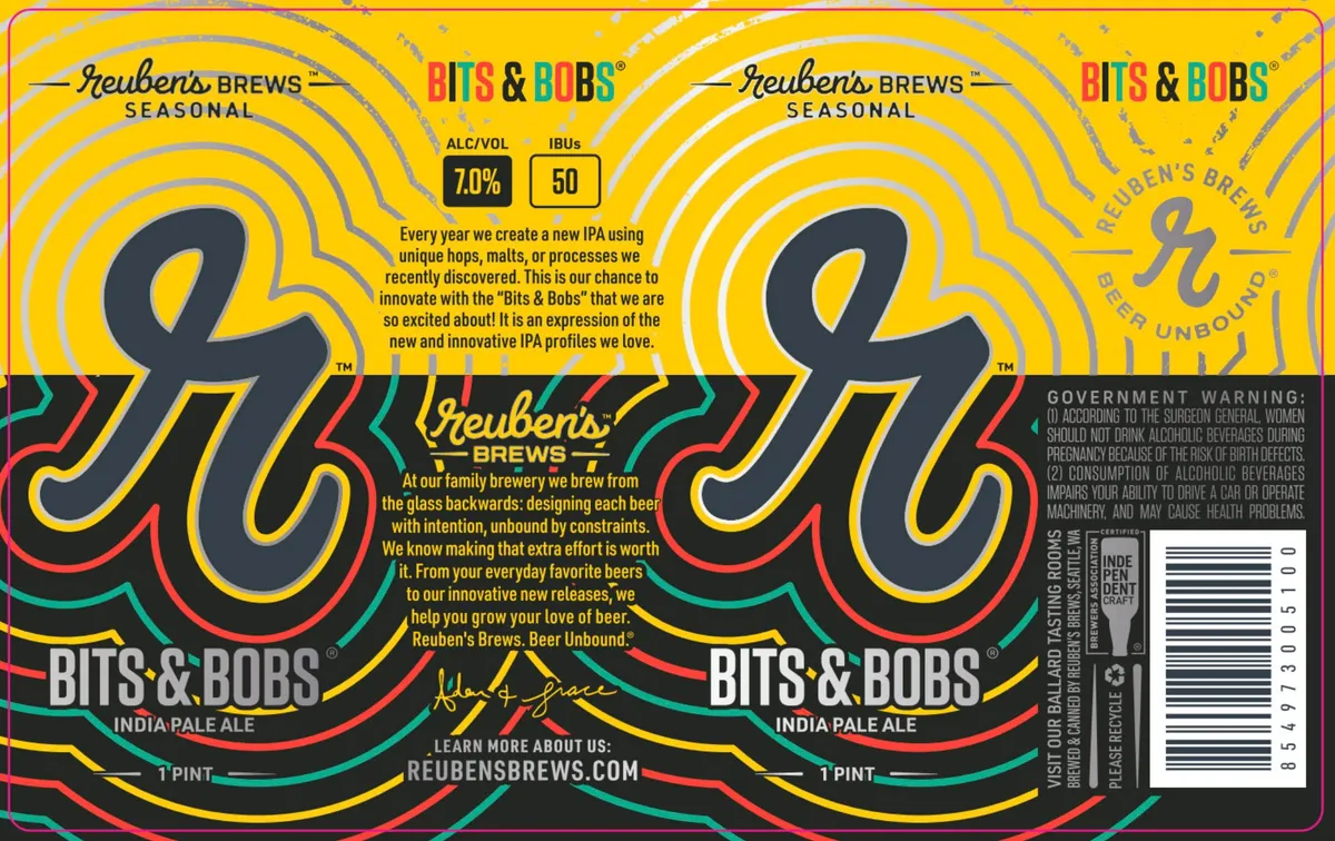 Bits and Bobs label art — REUBEN'S BREWS