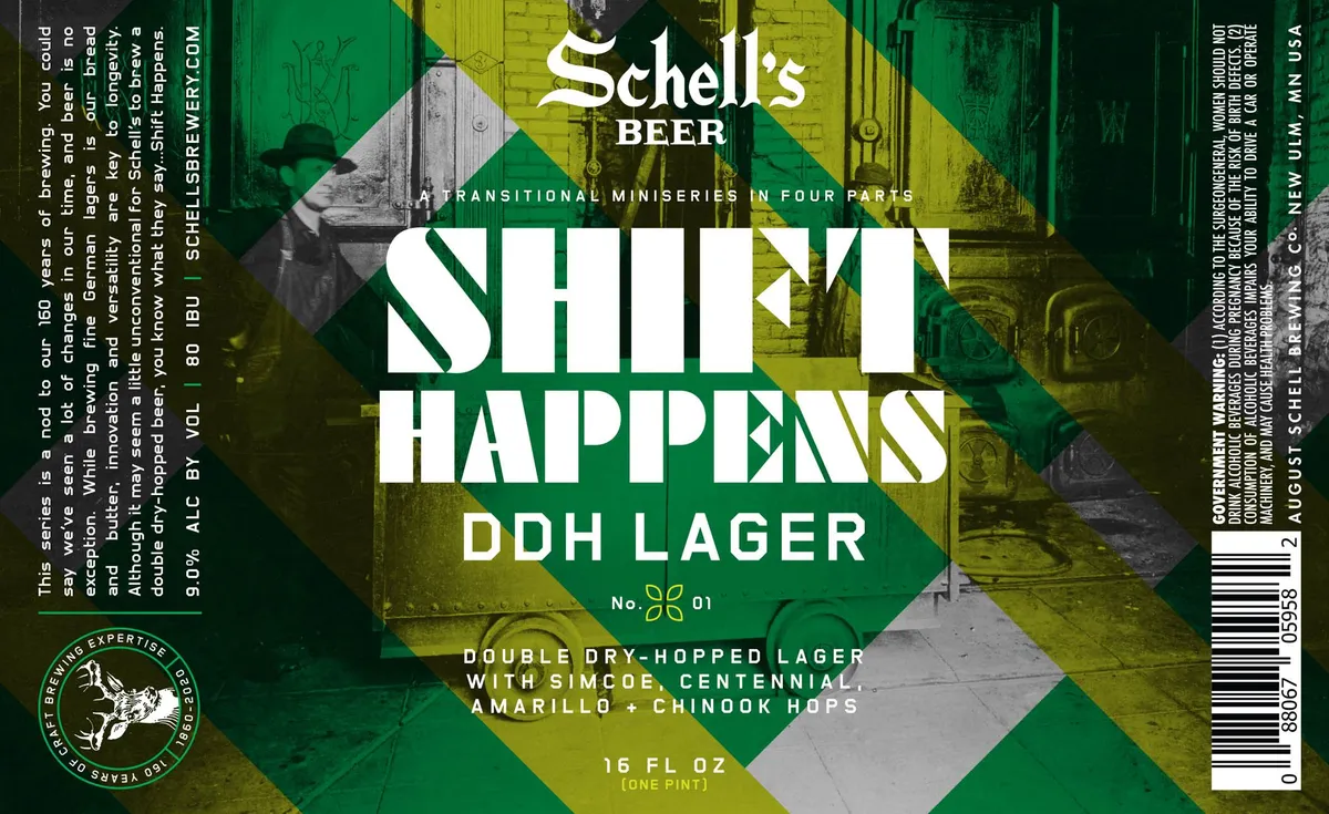 Shift Happens DDH Lager No. 01 label art — SCHELL'S