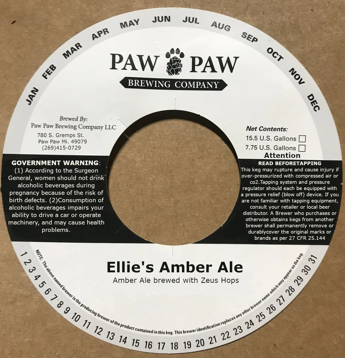 Ellie's Amber Ale — full label as filed with TTB