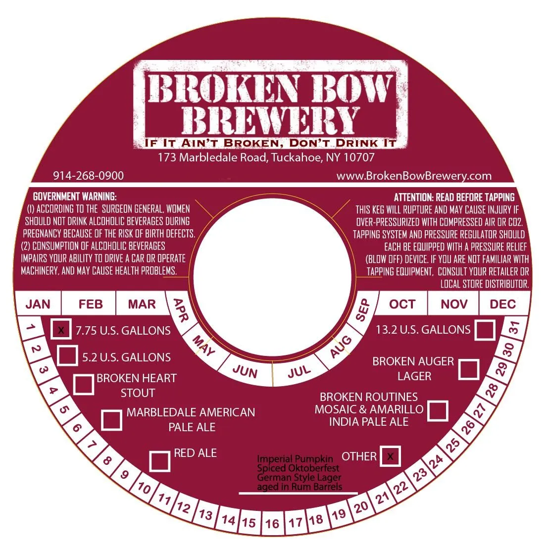 Imperial Pumpkin Spiced Oktoberfest Aged in Rum Barrels — full label as filed with TTB