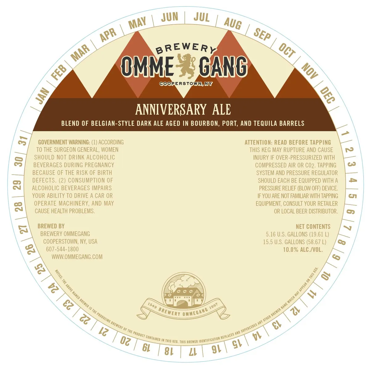 Anniversary Ale — full label as filed with TTB