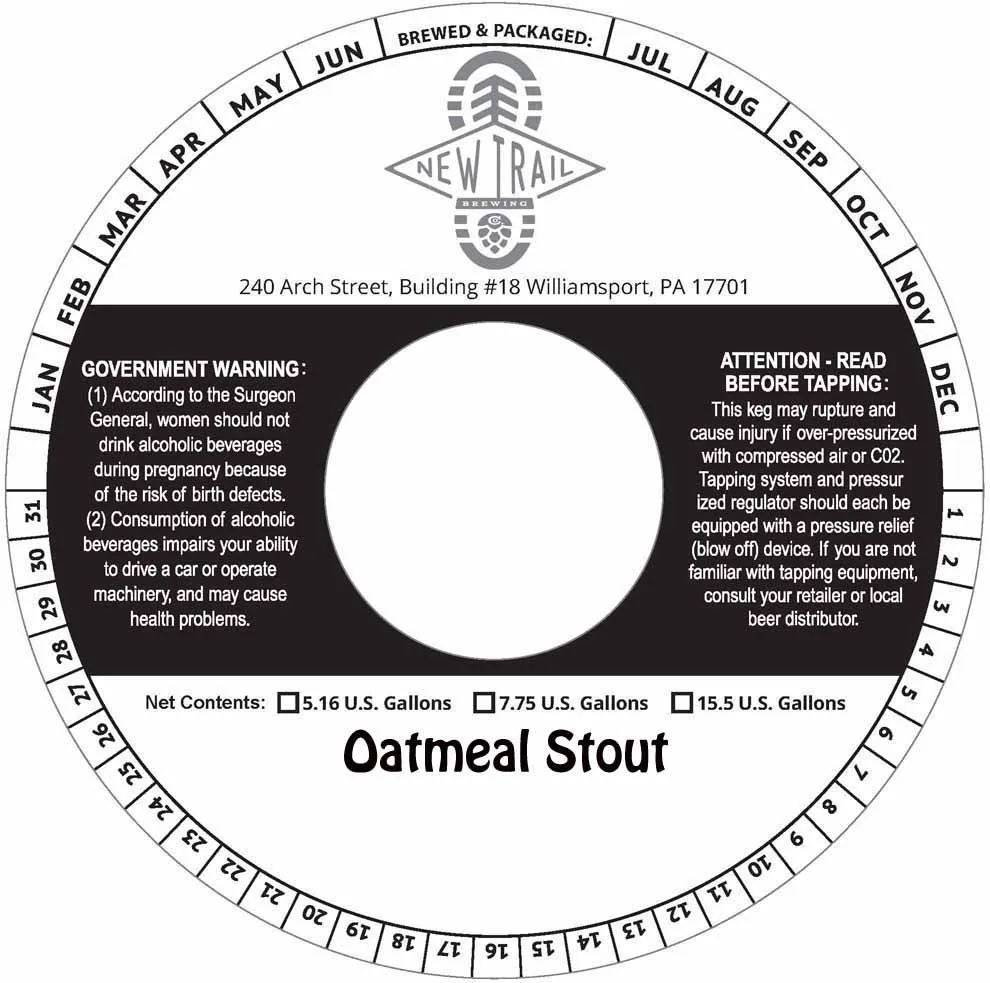 Oatmeal Stout — full label as filed with TTB