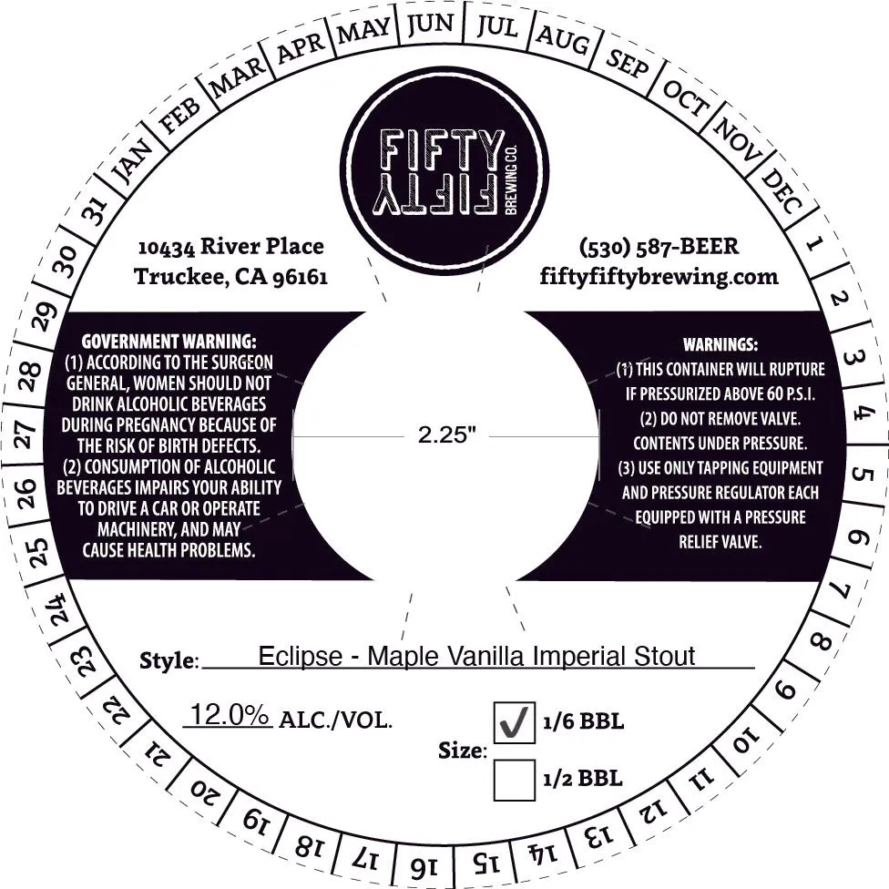 Eclipse - Maple Vanilla — full label as filed with TTB