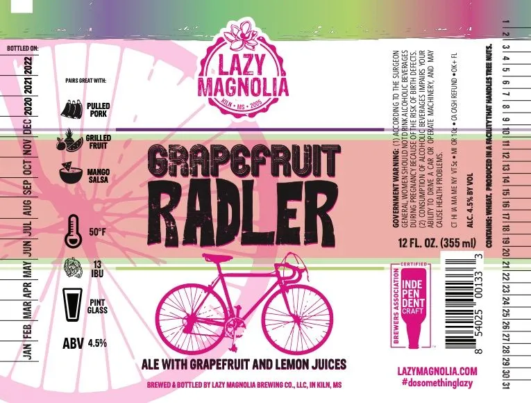 Grapefruit Radler — full label as filed with TTB