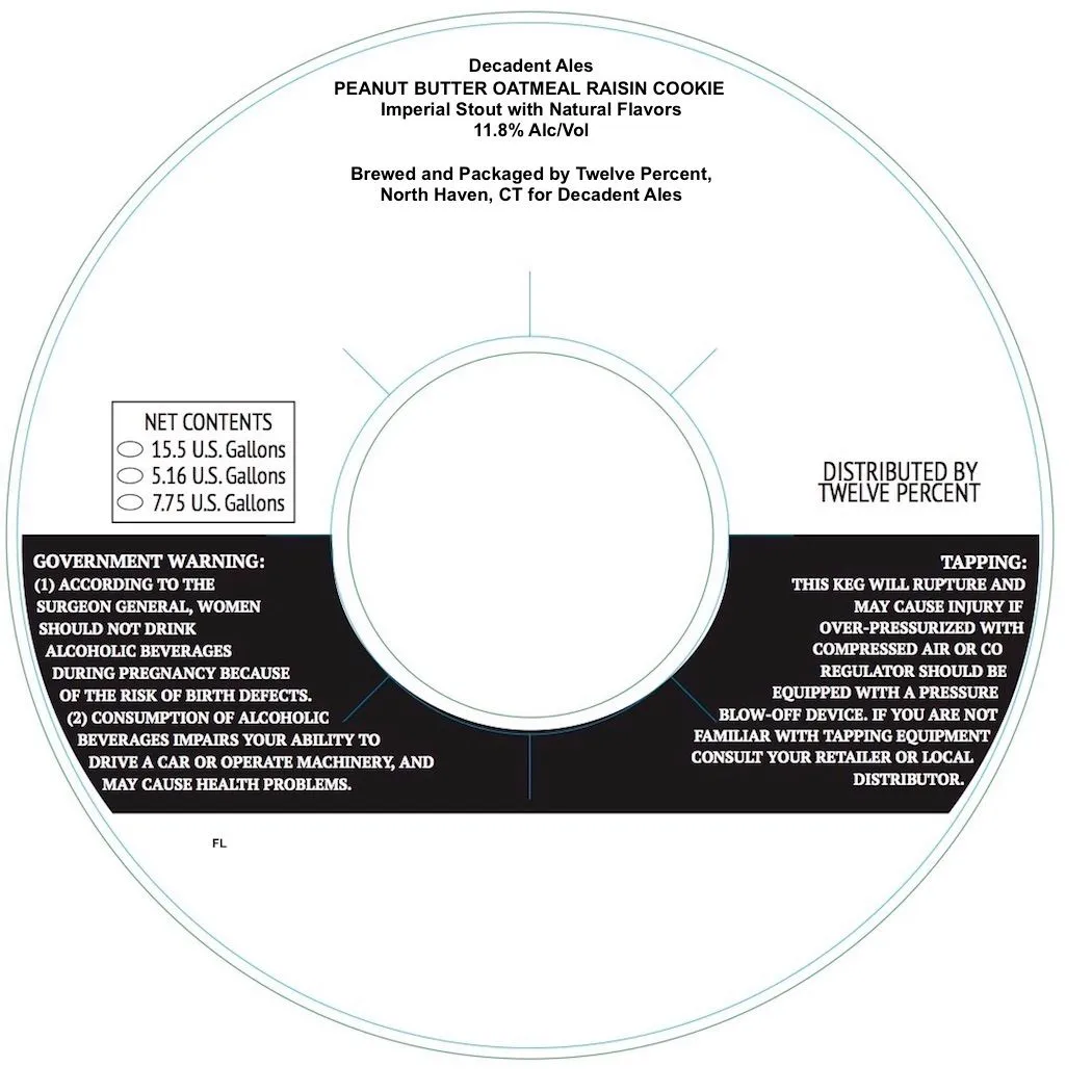Peanut Butter Oatmeal Raisin Cookie — full label as filed with TTB