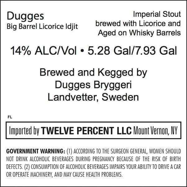 Big Barrel Licorice Idjit — full label as filed with TTB