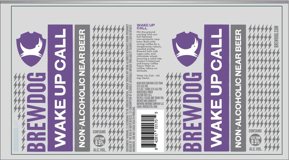 Wake Up Call — full label as filed with TTB