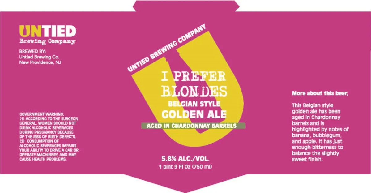 I Prefer Blondes — full label as filed with TTB