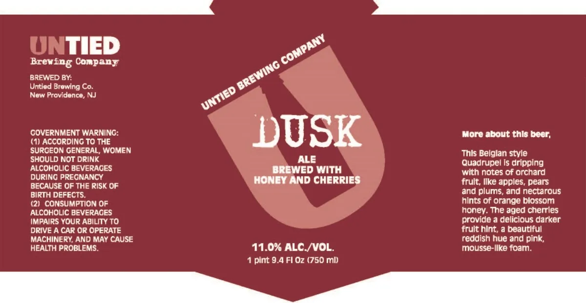 Dusk — full label as filed with TTB