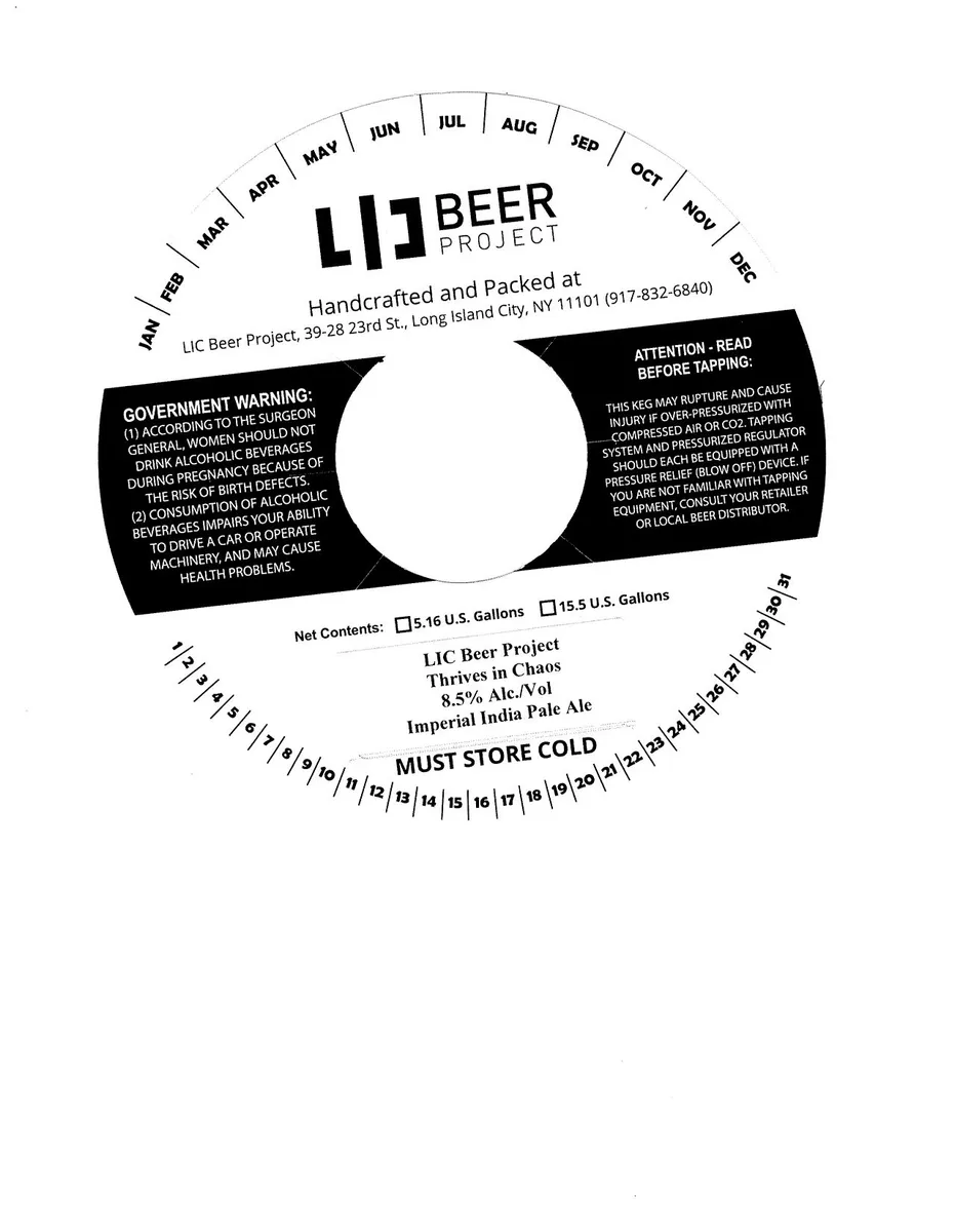 Thrives in Chaos — full label as filed with TTB