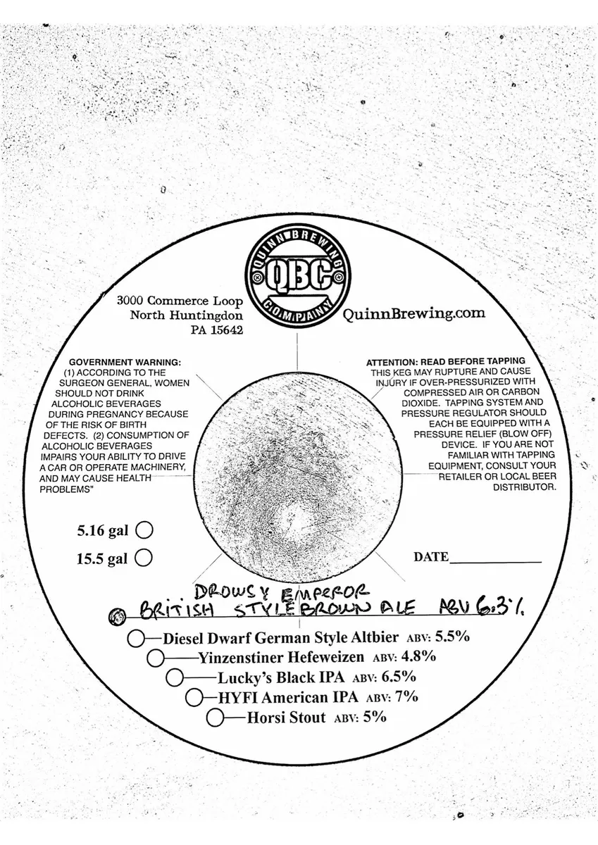 Drowsy Emperor British Style Brown Ale label art — DROWSY EMPEROR BRITISH STYLE BROWN ALE