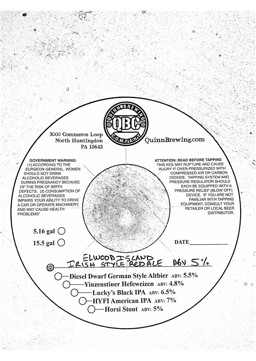 Elwood Island Irish Style Red Ale label art — ELWOOD ISLAND