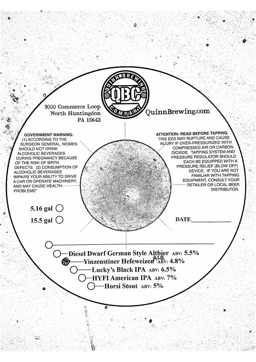 Yinzenstiner Hefeweizen label art — YINZENSTINER