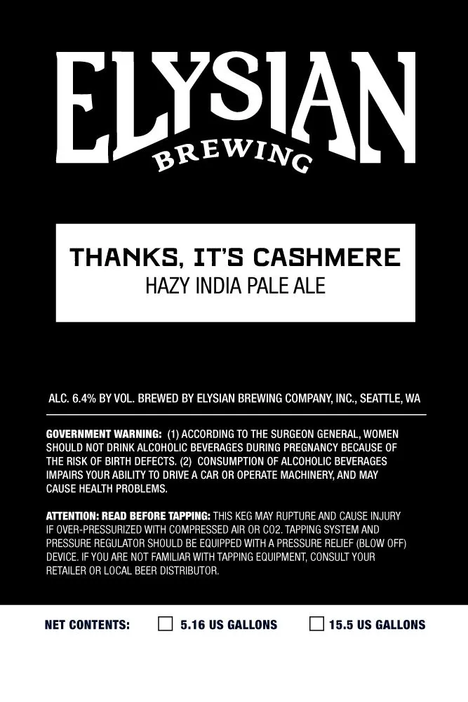 Thanks, It's Cashmere — full label as filed with TTB