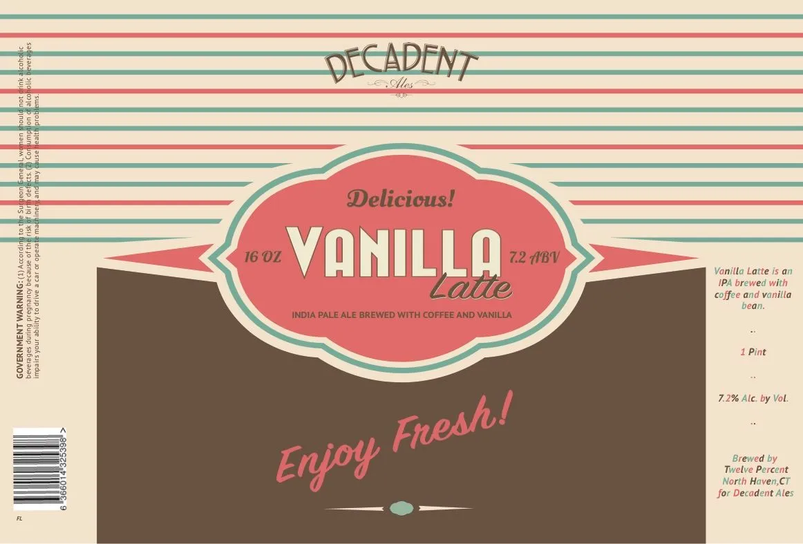 Vanilla Latte — full label as filed with TTB