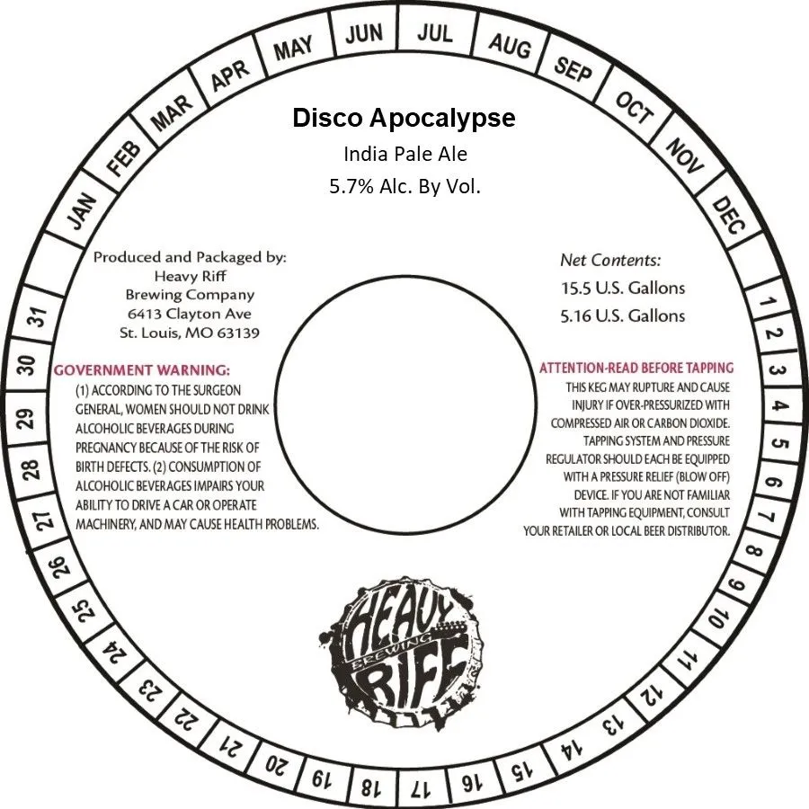 Disco Apocalypse — full label as filed with TTB
