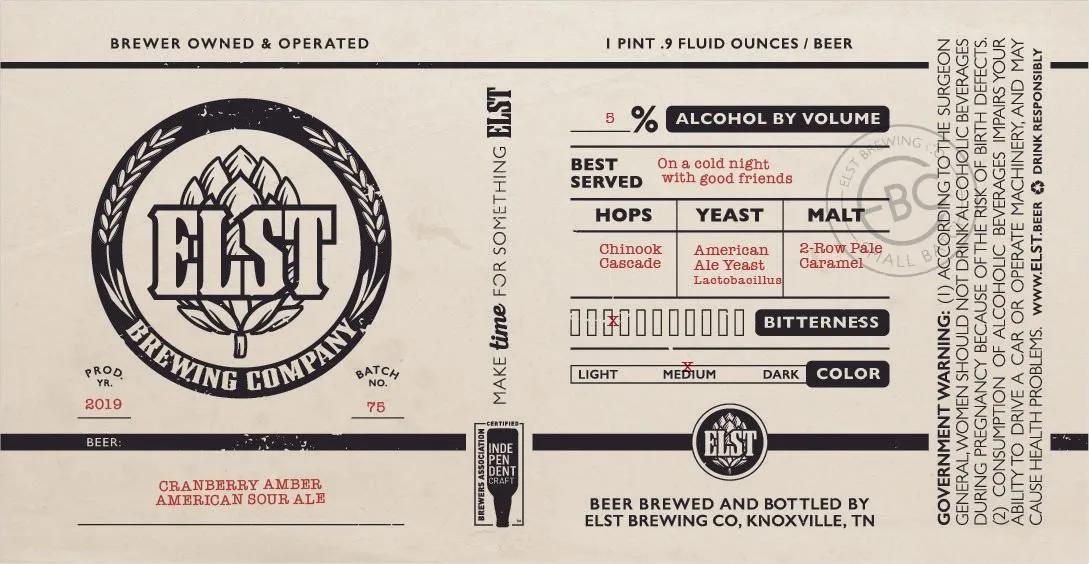 Cranberry Amber American Sour Ale — full label as filed with TTB