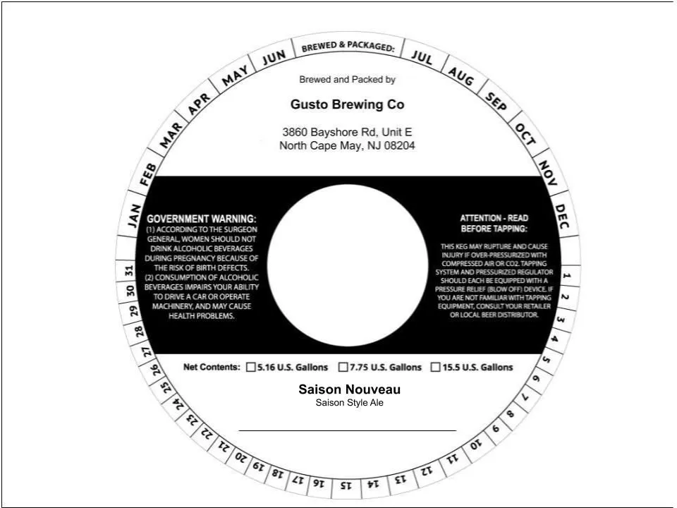 Saison Nouveau — full label as filed with TTB