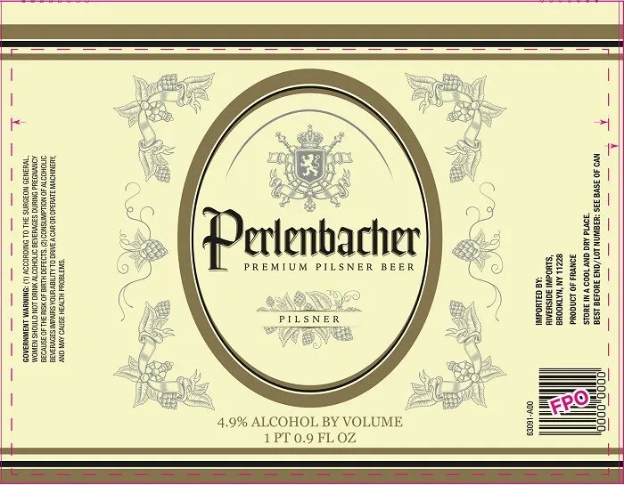 Perlenbacher Premium Pilsner Beer — full label as filed with TTB