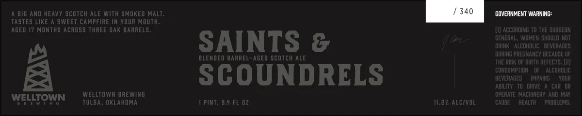 Saints & Scoundrels — full label as filed with TTB