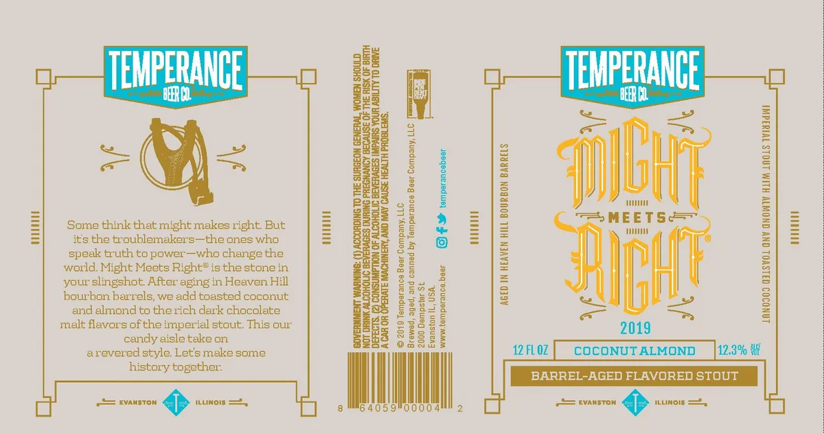 Might Meets Right Coconut Almond label art — TEMPERANCE BEER CO