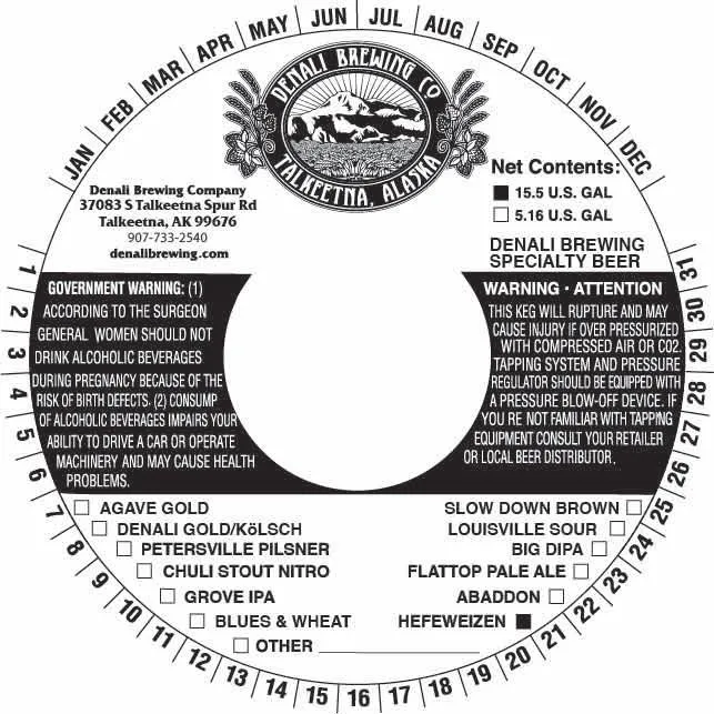 Hefeweizen — full label as filed with TTB