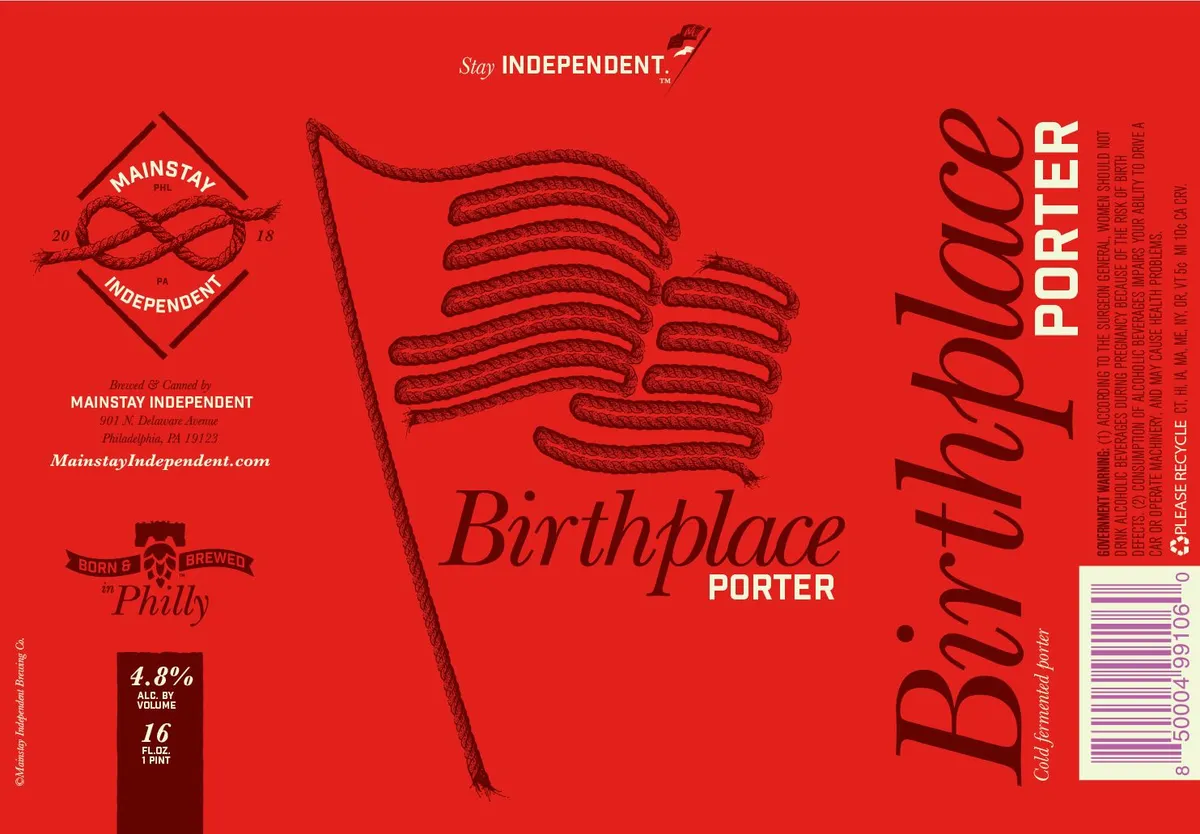 Birthplace Porter — full label as filed with TTB