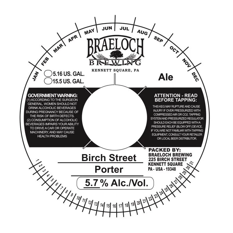 Birch Street Porter — full label as filed with TTB
