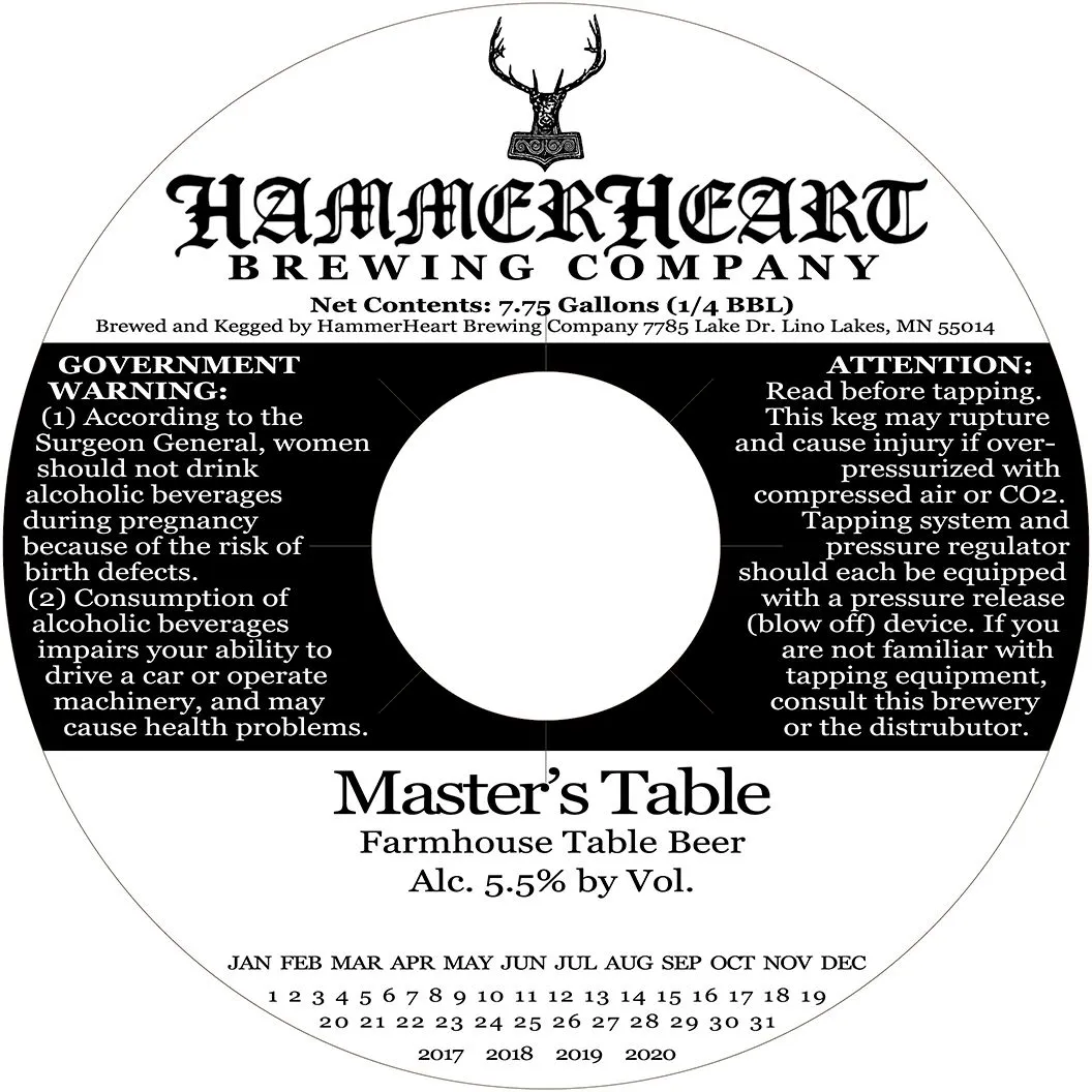 Master's Table label art — HAMMERHEART BREWING COMPANY