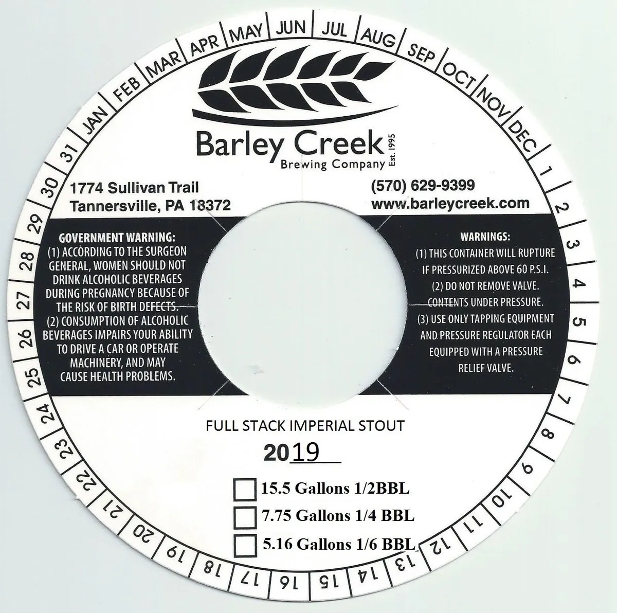 Full Stack Imperial Stout — full label as filed with TTB