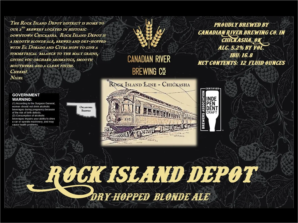 Rock Island Depot label art — CANADIAN RIVER BREWING CO.
