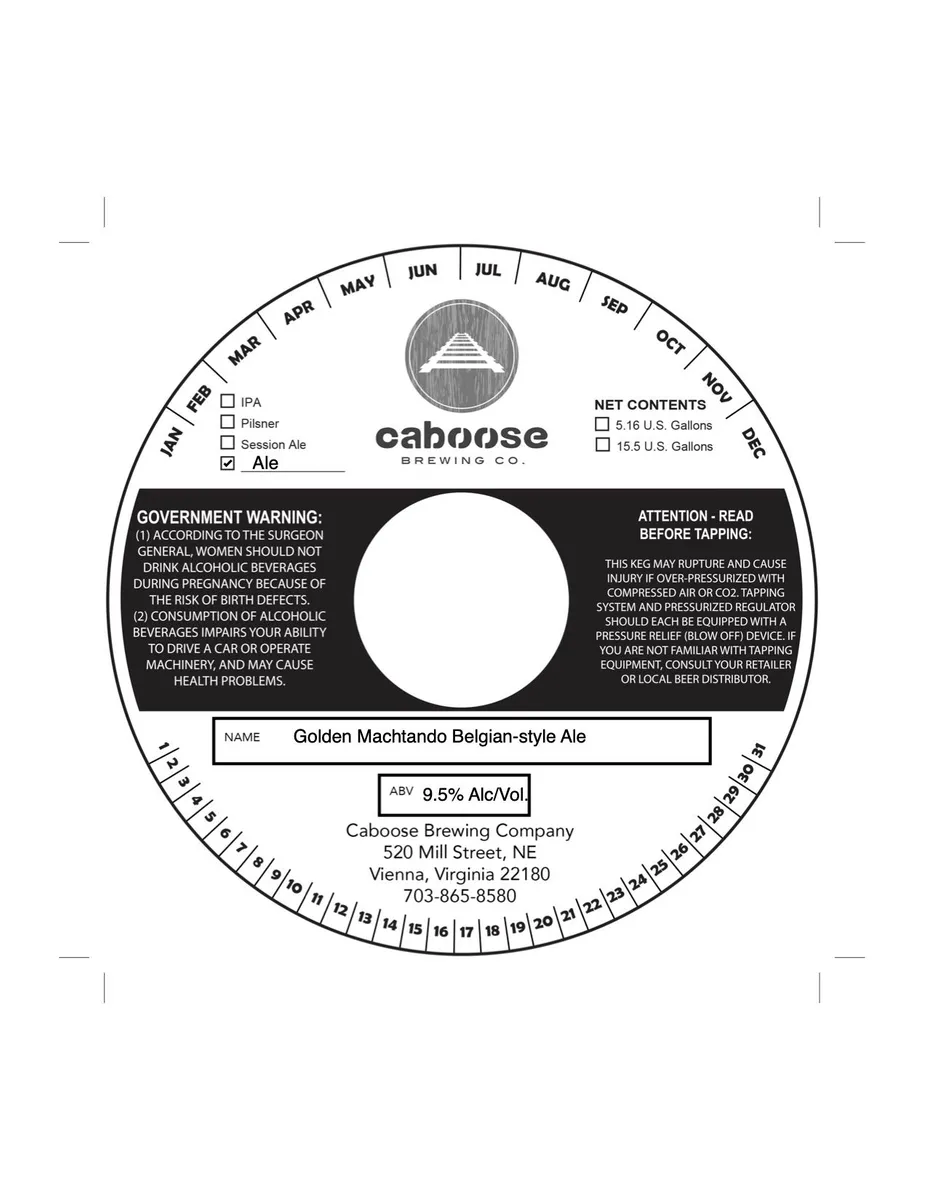 Golden Machtando Belgian-Style Ale — full label as filed with TTB