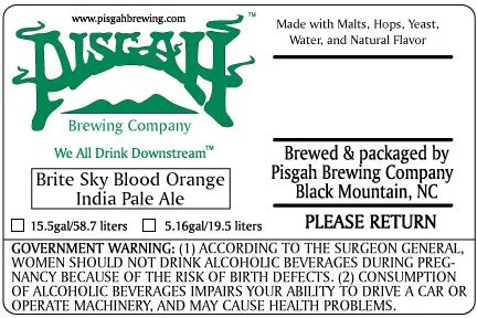 Brite Sky Blood Orange India Pale Ale — full label as filed with TTB