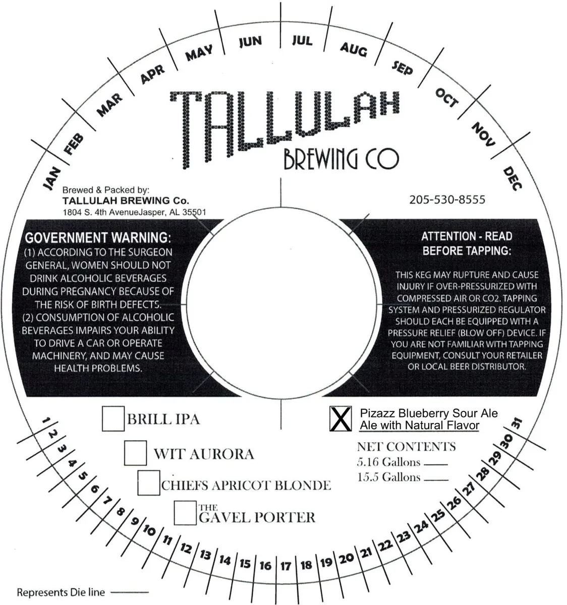 Pizazz Blueberry Sour Ale — full label as filed with TTB