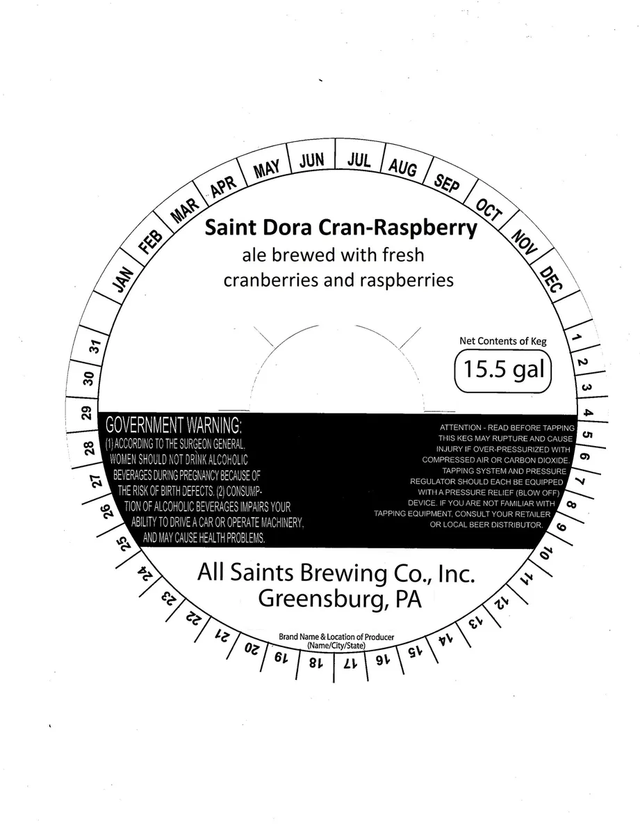 Saint Dora Cran-Raspberry label art — ALL SAINTS BREWING CO.