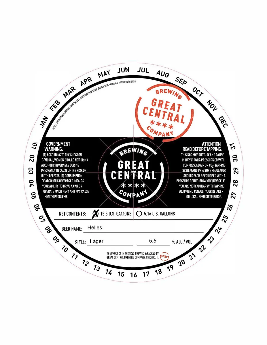 Helles Lager label art — GREAT CENTRAL BREWING COMPANY
