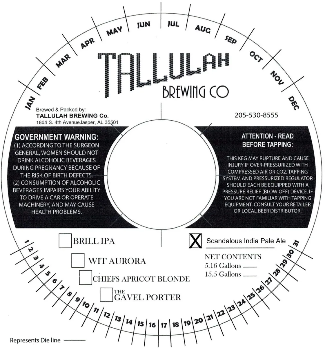 Scandalous India Pale Ale — full label as filed with TTB