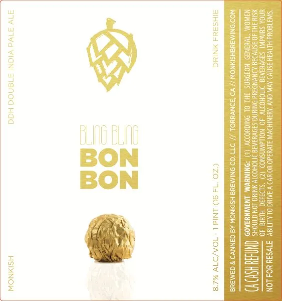 Bling Bling Bon Bon — full label as filed with TTB