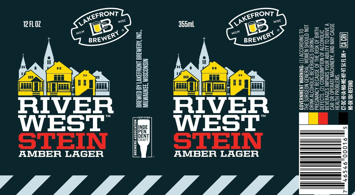Riverwest Stein Amber Lager label art — LAKEFRONT BREWERY