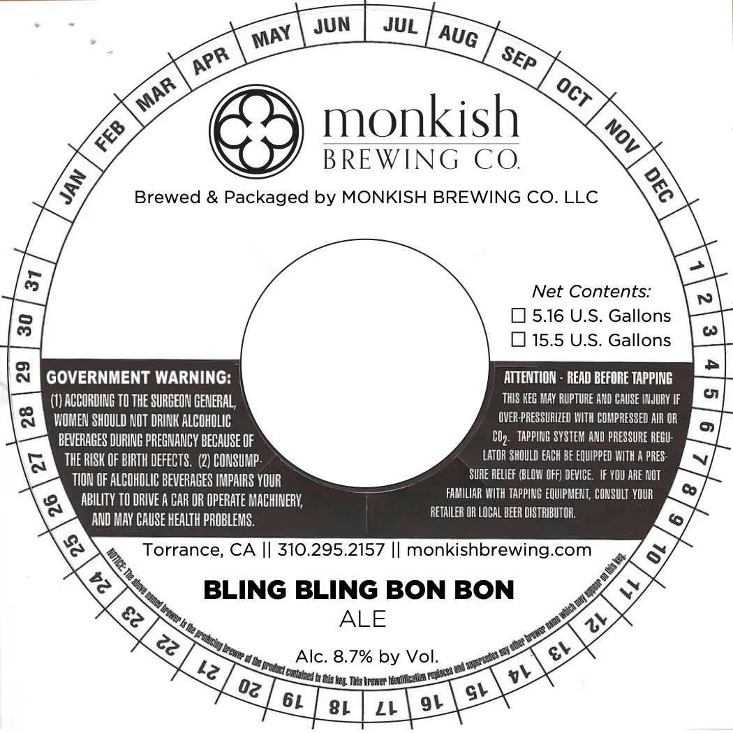 Bling Bling Bon Bon — full label as filed with TTB